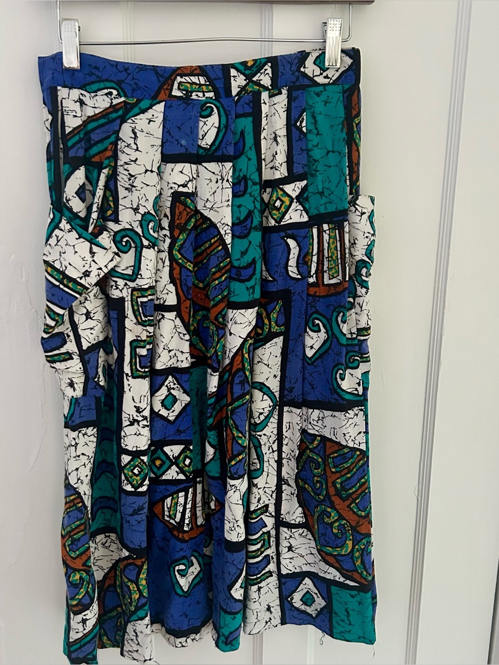 Vintage Louben 90s Abstract Pleated Midi Skirt Made in Canada